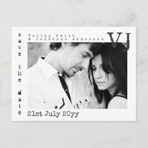 Carte Postale Faire-part Police Machine à Écrire Save The Date Mariage AJOU