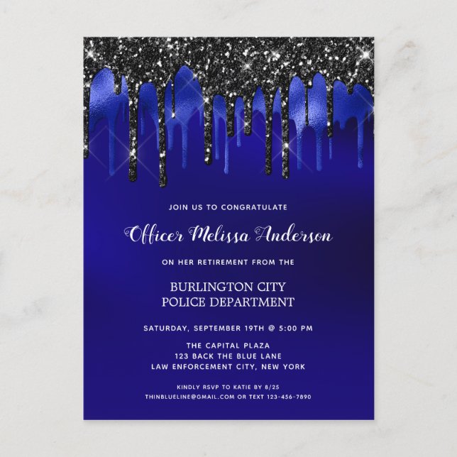 Carte Postale Faire-part Police Retraite Élégante Application de la loi (Devant)