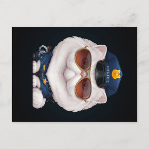 Carte Postale Faire-part Policier de Chat Perse  cadeau pour un travail de
