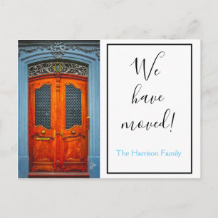 Carte Postale Faire-part Porte bleue nous avons déplacé le manuscrit