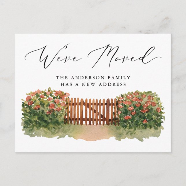 Carte Postale Faire-part Porte de jardin floral Déplacement (Devant)