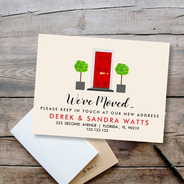 Carte Postale Faire-part porte d'entrée rouge Changement d'adresse nous avo (Créateur téléchargé)