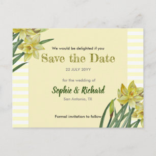 Carte Postale Faire-part Portrait de fleurs de jonquilles à l'aquarelle Enr