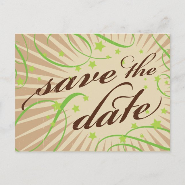 Carte Postale Faire-part Poster rustique : Apple Green Save the Date (Devant)