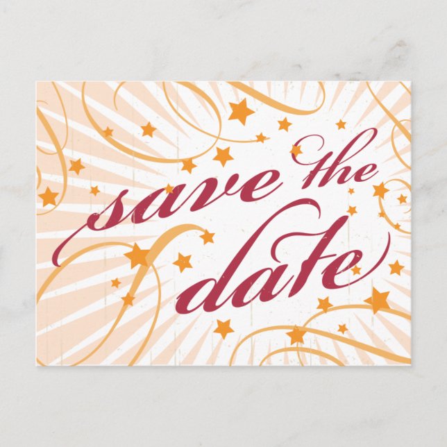 Carte Postale Faire-part Poster rustique : rose & orange Enregistrer la dat (Devant)