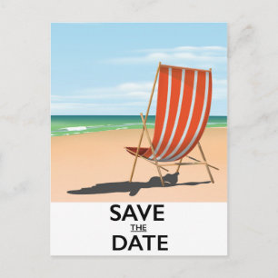 Carte Postale Faire-part Poster vintage de plage pour sauvegarder la date