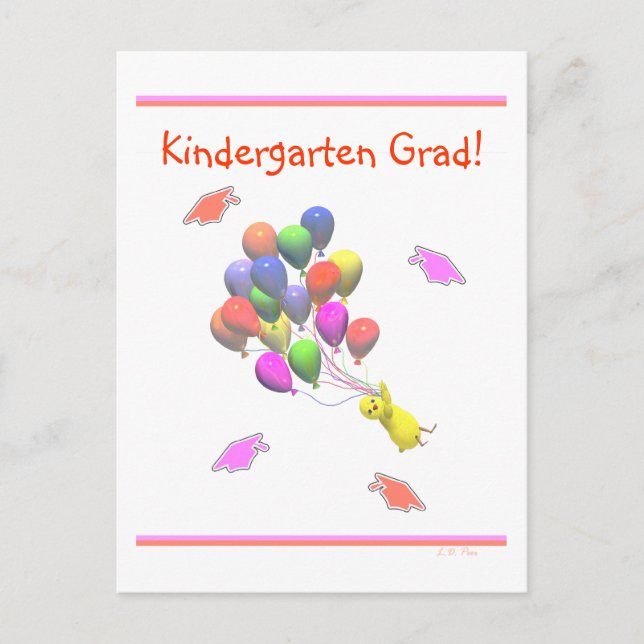 Carte Postale Faire-part Poulets et ballons Maternelle (Devant)