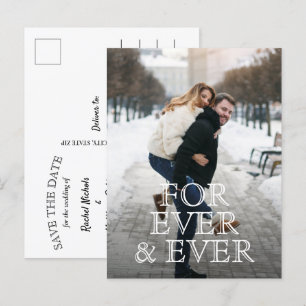 Carte Postale Faire-part Pour toujours et toujours mariage blanc de texte E