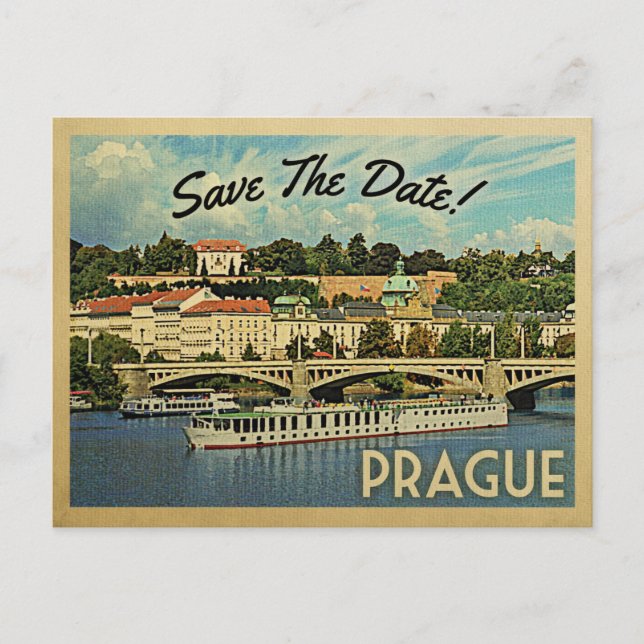 Carte Postale Faire-part Prague Sauvegarder la date République tchèque (Devant)