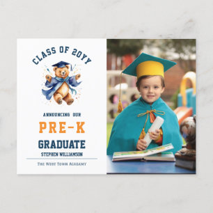 Carte Postale Faire-part Pré-K Graduation Cute Teddy