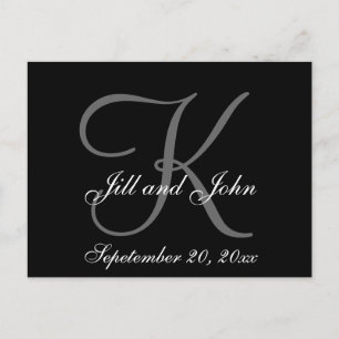 Carte Postale Faire-part Prénoms gris, noirs, économies de monogramme la