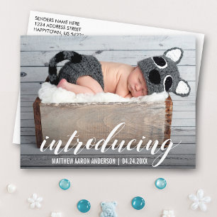 Carte Postale Faire-part Présentation de nouveau bébé coeurs annonce photo 