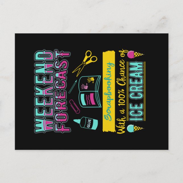 Carte Postale Faire-part Prévision de week-end Scrapbooking et glace (Devant)