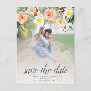 Carte Postale Faire-part Printemps Blossoms Mariage Photo Enregistrer La Da