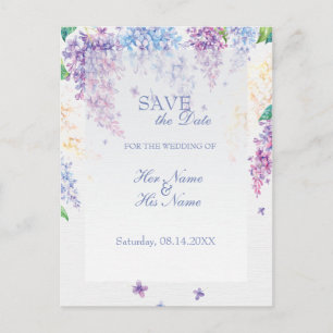 Carte Postale Faire-part Printemps Lilac Fleur Floral Mariage ENREGISTRER l