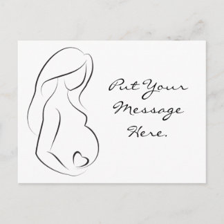 Carte Postale Faire-part Profil Femme Enceinte Coeur ventre