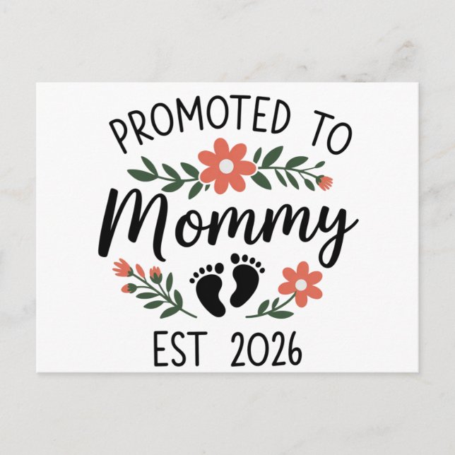 Carte Postale Faire-part Promoted to Mommy 2026 Funny First Time Pregnancy  (Devant)