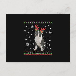 Carte Postale Faire-part Pull de Noël moche de Noël pour femmes Boston Terr