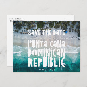 Carte Postale Faire-part Punta Cana Dominican Beach Wedding Sauvez la date