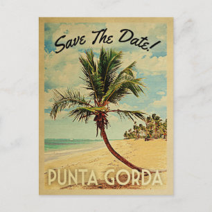 Carte Postale Faire-part Punta Gorda Save The Date Vintage Plage Palmier