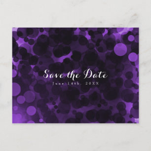 Carte Postale Faire-part Purple & Black Dots Parti moderne Enregistrer la d