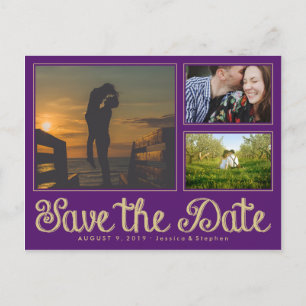 Carte Postale Faire-part Purple Fun Chalk Enregistrer La Date Collecte Cart
