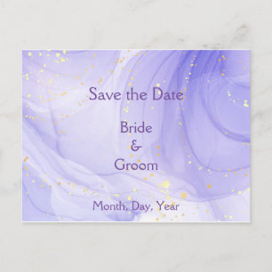 Carte Postale Faire-part Purple Lavender Swirl Gold Highlite Save the Date 
