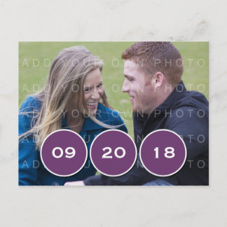 Carte Postale Faire-part Purple Modern Circles Photo Enregistrer la date Ca