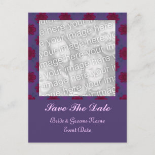 Carte Postale Faire-part Purple Red floral Enregistrer la date