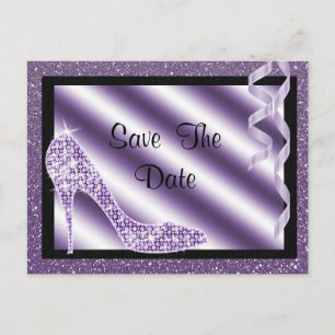 Carte Postale Faire-part Purple Stiletto & Streamers Sweet 16 Enregistrer L