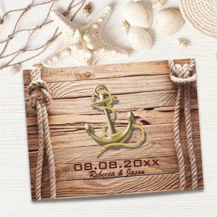 Carte Postale Faire-part quai de bateau en bois plage ancre nautique enregi