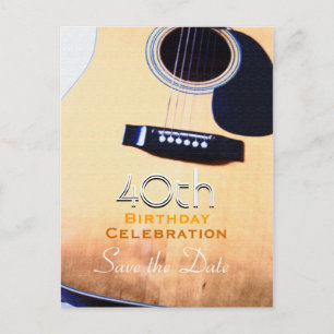 Carte Postale Faire-part Quarantième économies d'anniversaire de guitare
