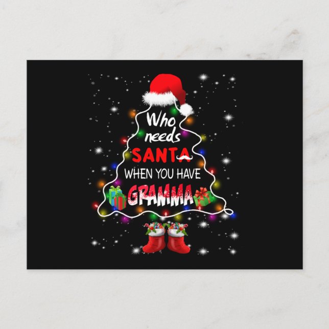 Carte Postale Faire-part Qui a besoin de santa quand on a mamie (Devant)