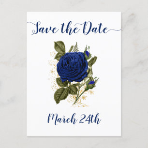 Carte Postale Faire-part Quinceanera Royal Blue Floral Enregistrer la date