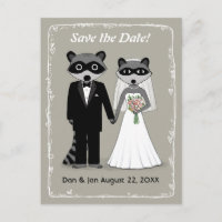 Raccoons Mariage Enregistrer la date (gris chaud)