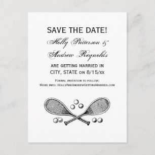 Carte Postale Faire-part Raquettes de Tennis Vintage Croisées Balles de Ten