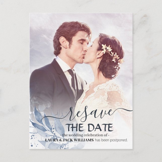 Carte Postale Faire-part Réactualisez la date de report de mariage reprogra (Devant)