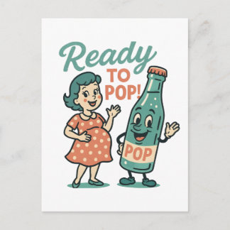 Carte Postale Faire-part Ready to Pop Retro 1950s Maternity Baby Shower