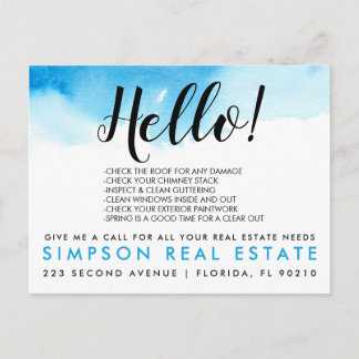 Carte Postale Faire-part Real Estate Agent HELLO Spring checklist