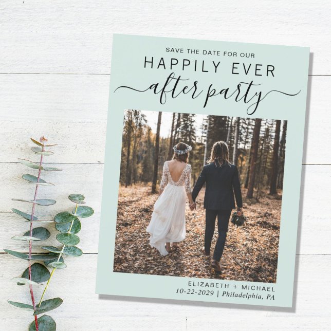 Carte Postale Faire-part Réception de mariage et save the date pour un heur (A stylish save the date announcement for a reception to celebrate your elopement or private wedding)