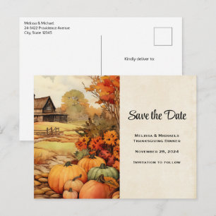 Carte Postale Faire-part Récolte d'automne de la ferme de citrouilles de Th