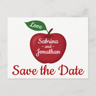 Carte Postale Faire-part Red Burgundy Apple Sauvez La Date Mariage Engageme