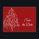 Carte Postale Faire-part Red Christmas Tree Winter Wedding Enregistrer la d<br><div class="desc">Donnez un ton festif à vos noces de décembre avec l'élégante Red Christmas Tree Winter Wedding Save the Date Postcard. La couleur de l'arrière - plan extérieur de la carte est également personnalisable pour que vous puissiez la modifier en fonction des couleurs de votre mariage, si vous le souhaitez. Cet...</div>