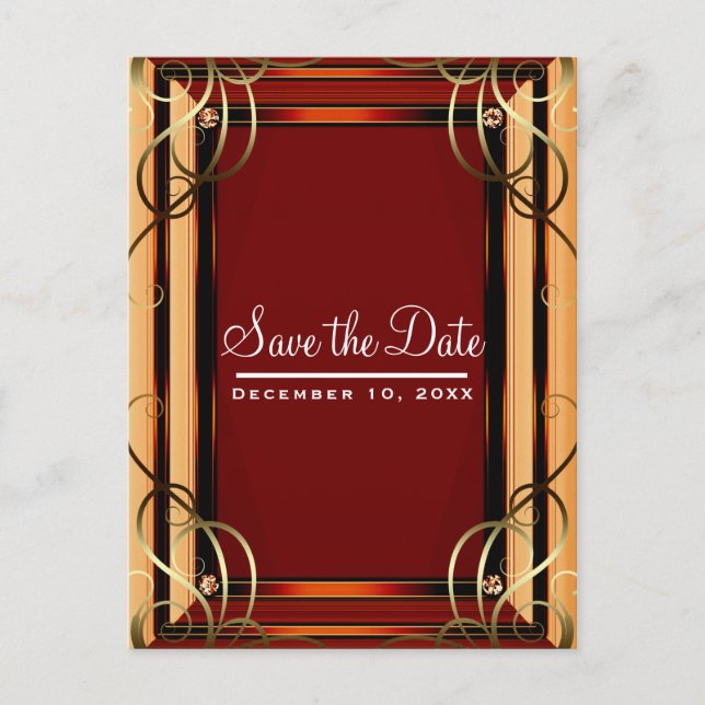 Carte Postale Faire-part Red & Gold Elegant Company Entreprise Enregistrer  (Devant)