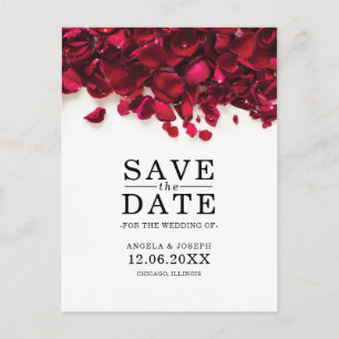 Carte Postale Faire-part Red Rose Petals Mariage Enregistrer la date