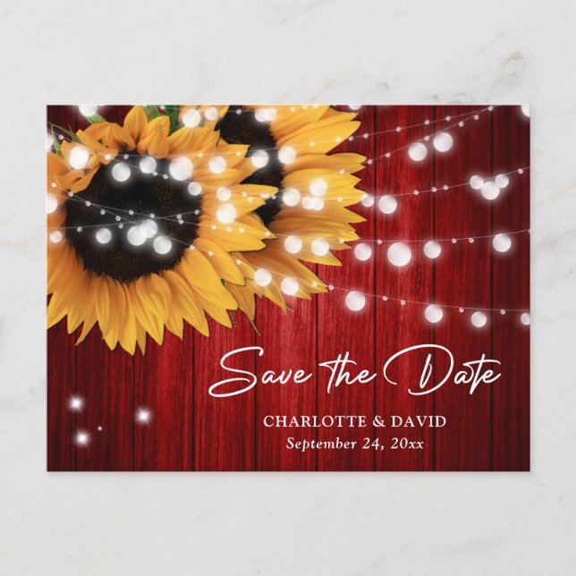 Carte Postale Faire-part Red Sunflower Wedding Save The Date Postcard (Devant)
