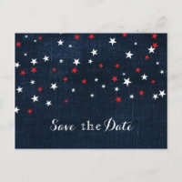 Red White & Blue Stars Denim Save the Date Party