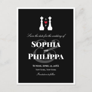 Carte Postale Faire-part Reines d'échecs lesbiennes mariage à retenir