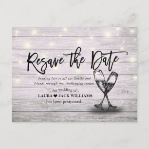 Carte Postale Faire-part Réinitialiser la date de report Mariage reprogramm
