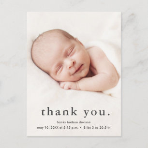 Carte Postale Faire-part Remerciement de naissance de bébé moderne